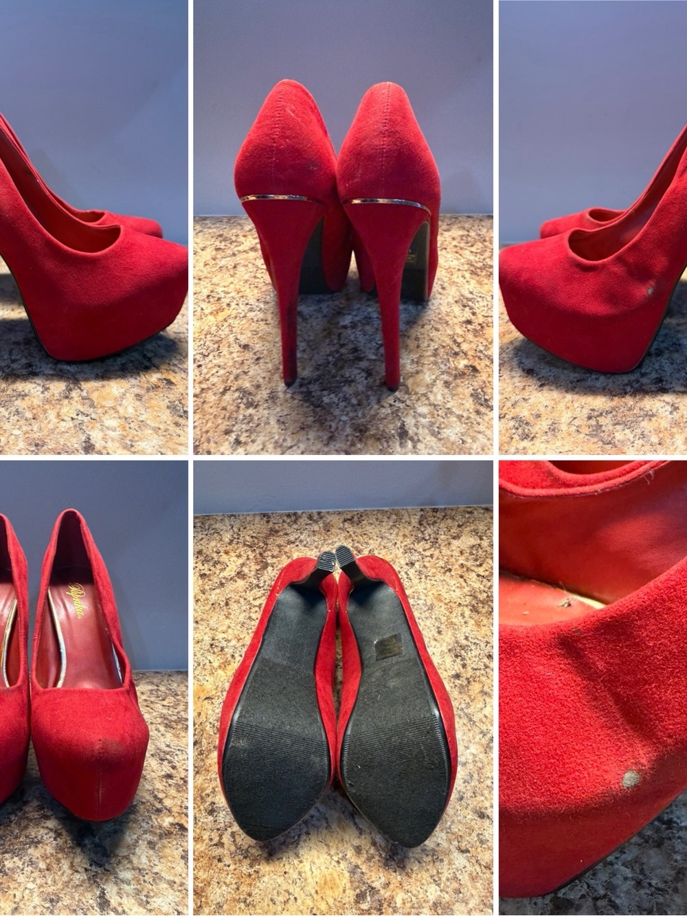 Paprika Red Suede Platform Stiletto Pumps